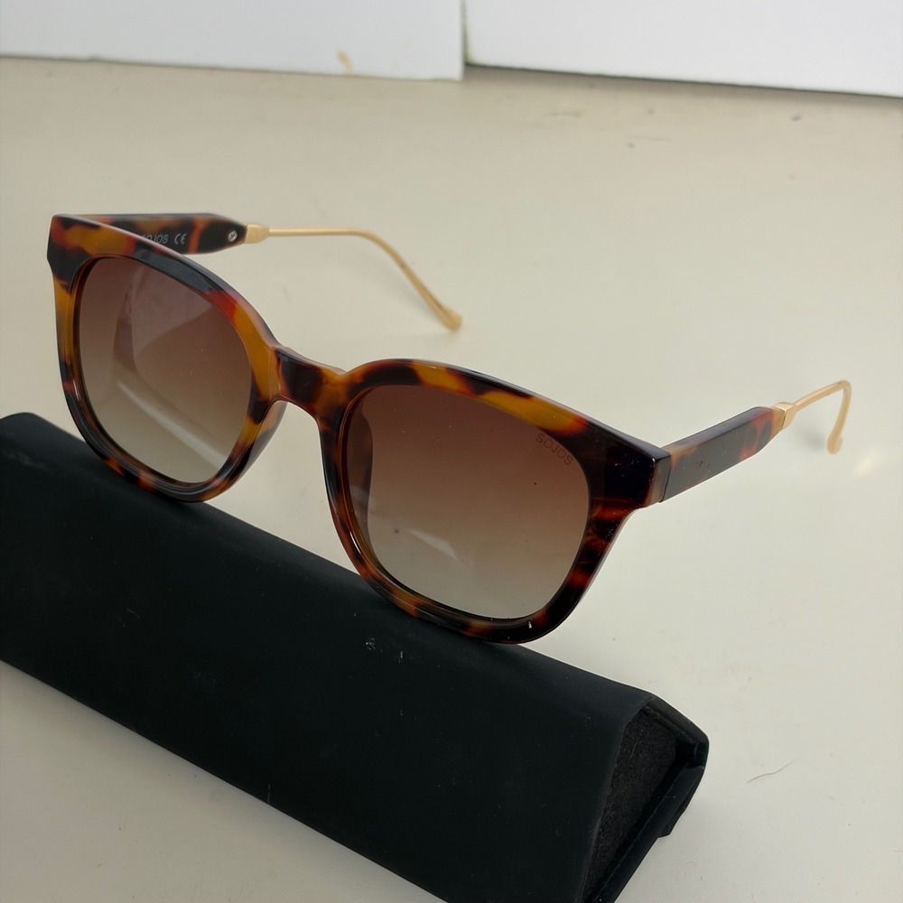 SOJOS‎ SJ2050 C1 MZ Tortoise Brown Gold Polarized Square Sunglasses 52-22-142